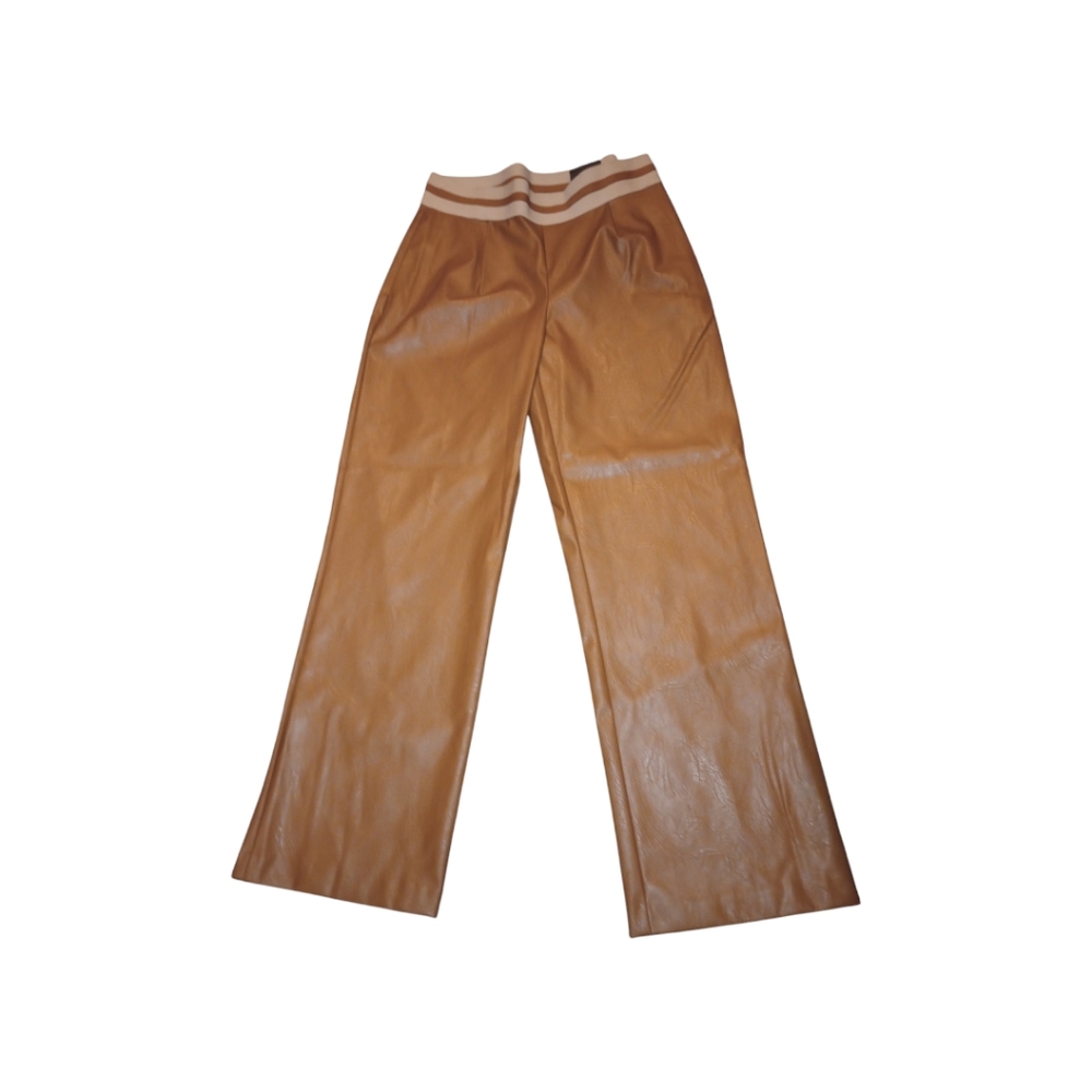 Versona Modern Wide Leg Faux Leather Pants, Elastic Waist, Size 10, NWT